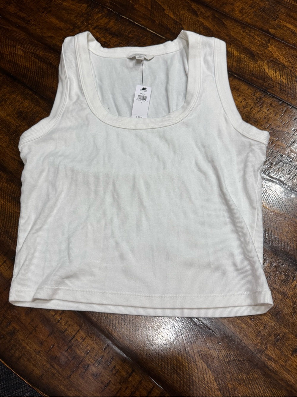 Banana Republic White Ribbed Scoop Tank
